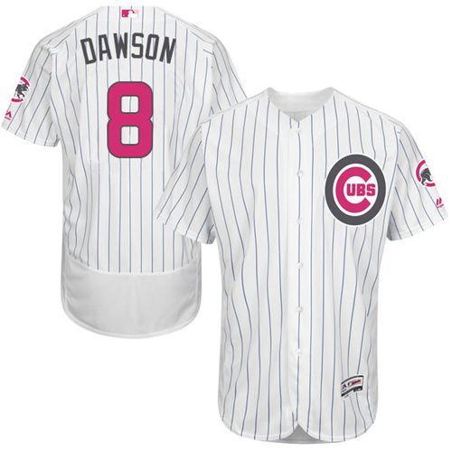 Cubs #8 Andre Dawson White(Blue Strip) Flexbase Authentic Collection Mother's Day Stitched MLB Jersey - Click Image to Close